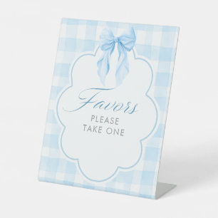 Favorieten Stof Blauw Lint Baby Shower Tafelbord Reclamebord Met Voetstuk