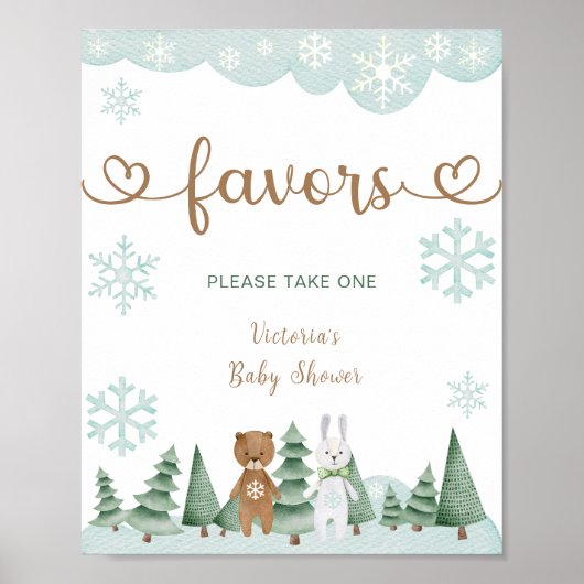 Favorieten Winter Sneeuwvlok Woodland Poster (Voorkant)