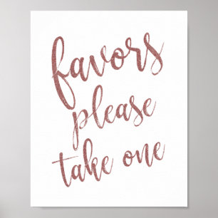 Favorietjes neem er een Roze Gouden Glitter Bord Poster