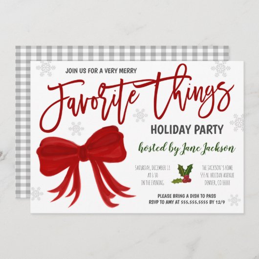 Favoris Fête Invitation (Devant / Derrière)