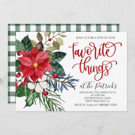 Favoris Noël Invitation (Devant / Derrière)