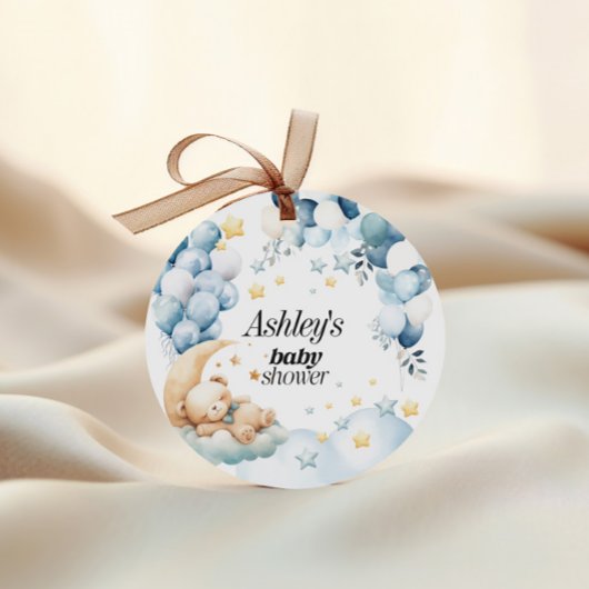 Favoriser les étiquettes Baby shower Bleu ours Bal