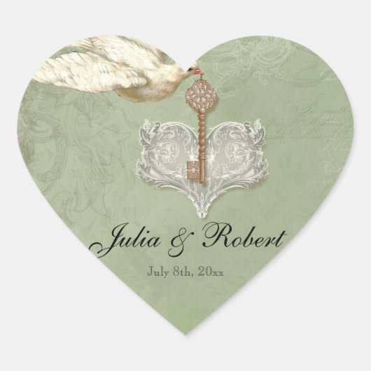 Favoriser Sticker cadeau - Clé de mon coeur, Doves (Devant)