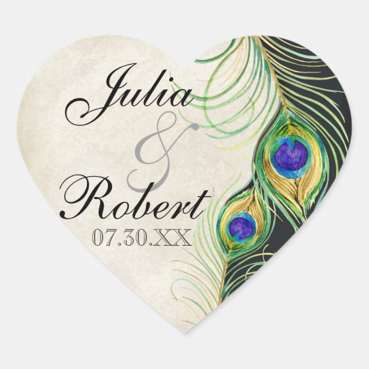 Favoriser Sticker Cadeau - Peacock Feathers Mariag (Devant)