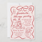 Favorite Things Christmas Holiday Party Invitation Kaart (Voorkant)