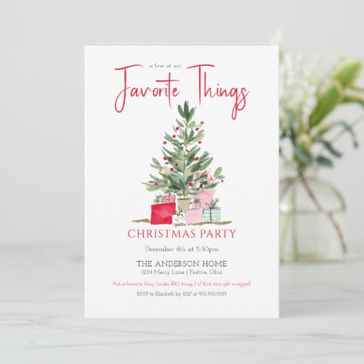 Favorite Things Christmas Party Invitation (Debout devant)