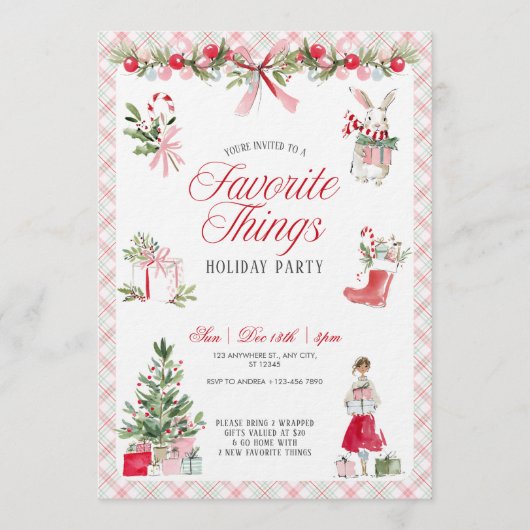 Favorite Things Festive Party Invitation (Devant)