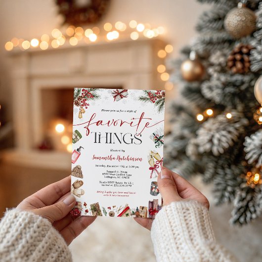 Favorite Things Gift Exchange Party Invite Kaart