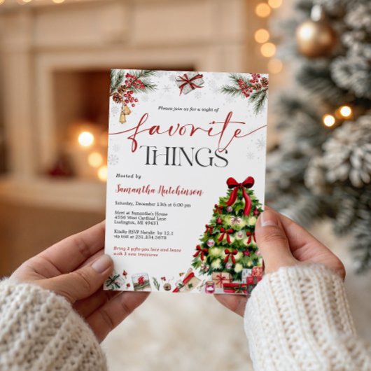 Favorite Things Gift Exchange Party Invite Kaart