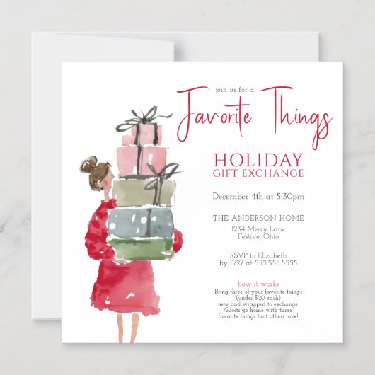 Favorite Things Holiday Party Magnetische Uitnodiging (Voorkant)