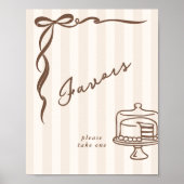 Favors Bebe Cafe Brown Bow Handdrawn Cake Poster (Voorkant)