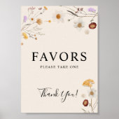 Favors Boho Wildflower Wedding Sign Poster (Voorkant)