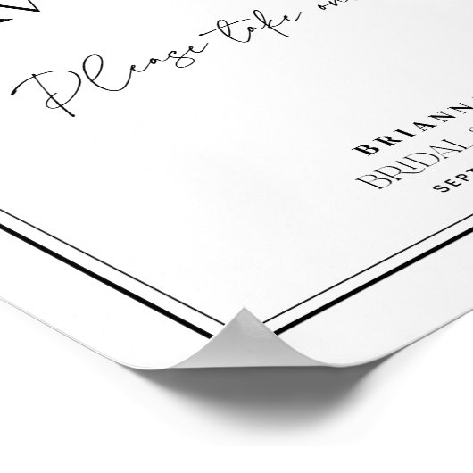 Favors Elegant Black & White Vrijgezellenfeest Poster (Hoek)