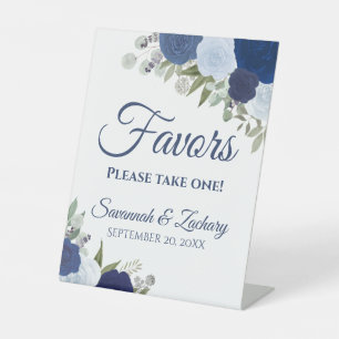 Favors Neem een Blue Boho Rozen bruiloft Reclamebord Met Voetstuk