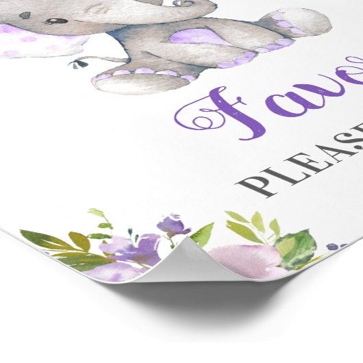 Favors Neem een kleine pinda Elephant Girl Paars Poster (Hoek)