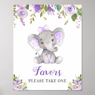 Favors Neem een kleine pinda Elephant Girl Paars Poster