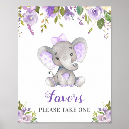 Favors Neem een kleine pinda Elephant Girl Paars Poster (Voorkant)