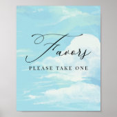 Favors Sign Blue Sky Cloud Baby shower Poster (Voorkant)