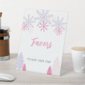 Favors Sign Little Snowflake Baby shower Winter Reclamebord Met Voetstuk (Insitu)