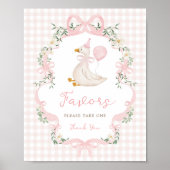 Favors Sign - Pink Bow One Silly Goose Table Sign Poster (Voorkant)