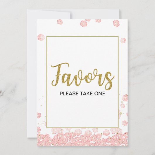 Favors Sign | Roze en goudVrijgezellenfeest Kaart (Voorkant)