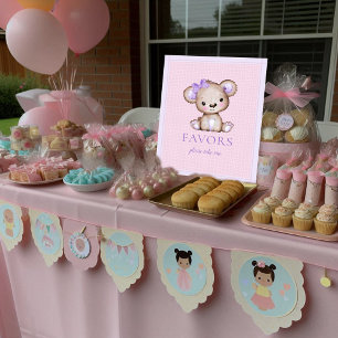 Favors Table Cute Girl Paars Beer Baby shower Poster