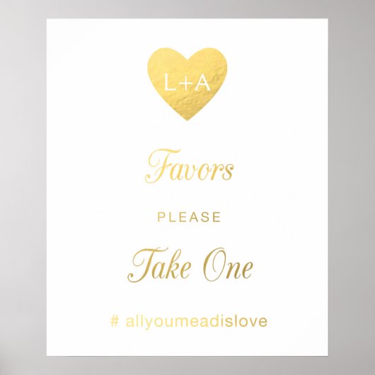 Favors Wedding-teken, faux Gold-hart Poster (Voorkant)