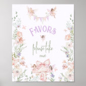 Favors Whimsical Fairy First Birthday Wildflower Poster (Voorkant)