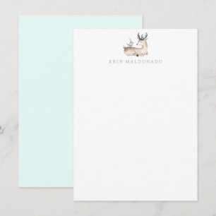 Fawn and Bird Stationery - Baby Hertenbriefkaarten Notitiekaartje