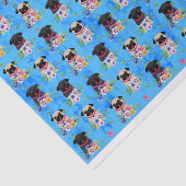 Fawn and Black pugs in Spring Flowers Tissuepapier (Detail)