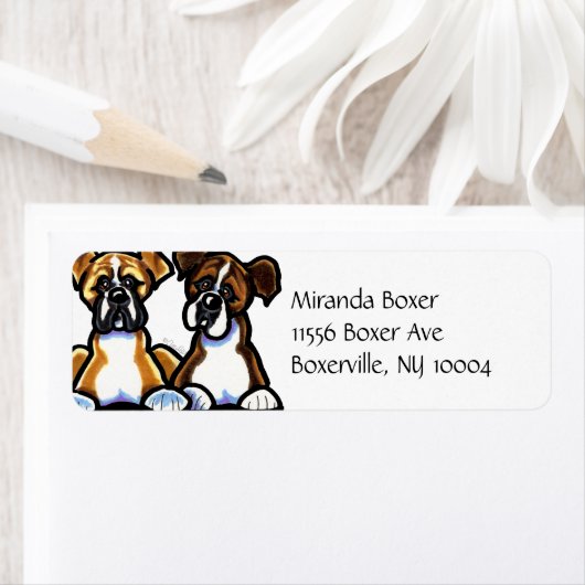 Fawn and Brindle Boxer Simple Etiket (Insitu)