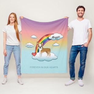 Fawn and White Boston Terrier Rainbow Memorial Fleece Deken