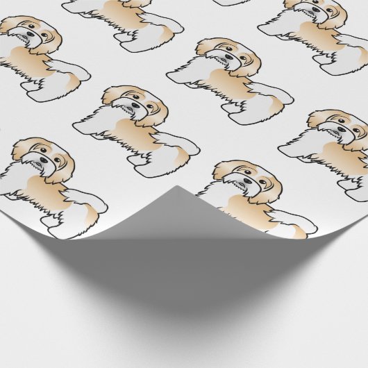 Fawn and White Havanese Cartoon Dog Pattern Cadeaupapier (Hoek)