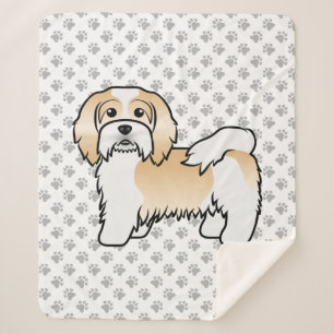 Fawn and White Havanese Cute Cartoon Dog Sherpa Deken