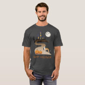 Fawn and White Iggy and Halloween Hauning House T-shirt (Voorkant volledig)