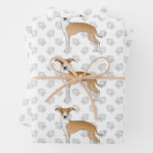 Fawn and White Italiaanse Greyhound Dogs with Paws Inpakpapier Vel (In situ)