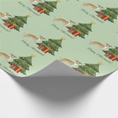 Fawn and White Italiaanse Greyhound & kerstboom Cadeaupapier (Hoek)