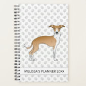 Fawn and White Italiaanse Greyhound met aangepaste Planner (Voorkant)
