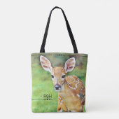 Fawn Baby Deer Artwork Monogram Draagtas (Achterkant)