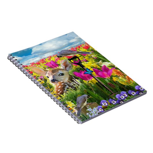 Fawn Birds Field of Flowers Notitieboek (Rechterzijde)