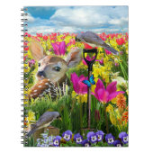 Fawn Birds Field of Flowers Notitieboek (Voorkant)