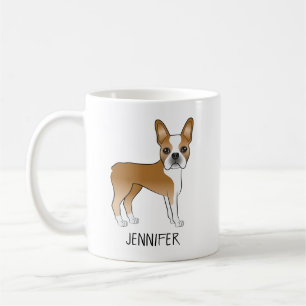 Fawn Boston Terrier Schattige Cartoon Hond & Aange Koffiemok