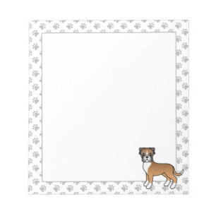 Fawn Boxer Cute Cartoon Dog Notitieblok