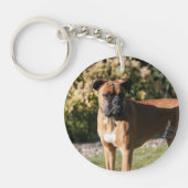 Fawn Boxer Dog Standing Sleutelhanger (Voorkant)