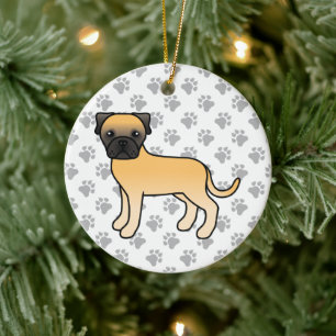 Fawn Bullmastiff Cute Cartoon Dog Keramisch Ornament