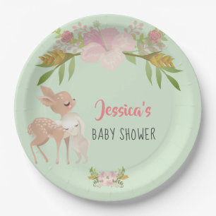 Fawn & Bunny Personalized Baby shower Papieren Bordje