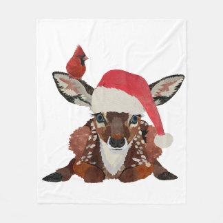 FAWN & CARDINAL CHRISTMAS  FLEECE DEKEN