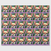 Fawn Chihuahua Puppy in Flower Meadow Personalized Cadeaupapier (Vlak)