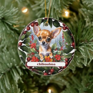 Fawn Chihuahua Puppy Vakantie Vreugde Aangepaste K Keramisch Ornament