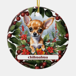Fawn Chihuahua Puppy Vakantie Vreugde Aangepaste K Keramisch Ornament